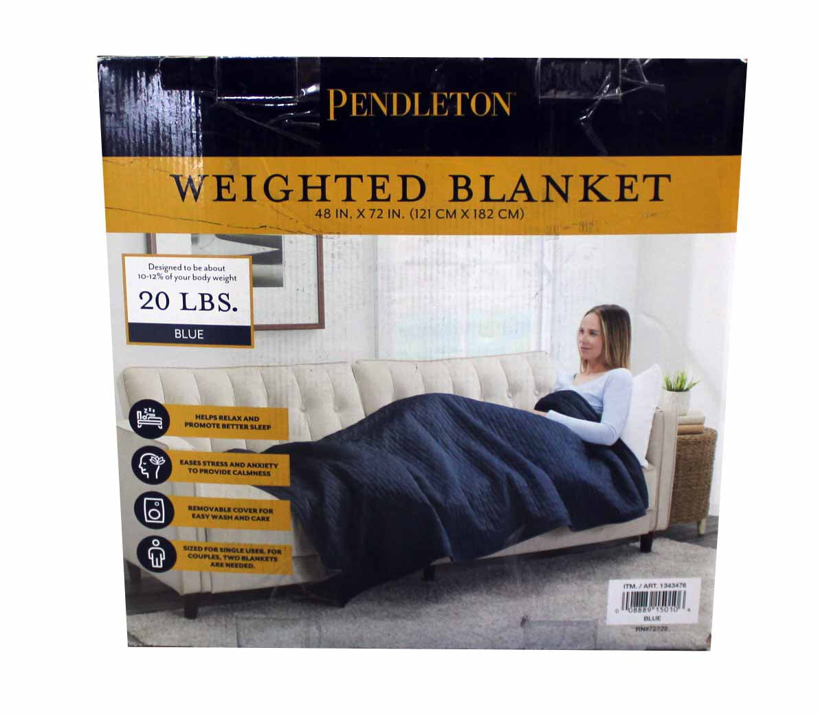 Pendleton NEW Weighted Blanket 10 Lb 48 X 72  Blue Relief Deep Sleep 
