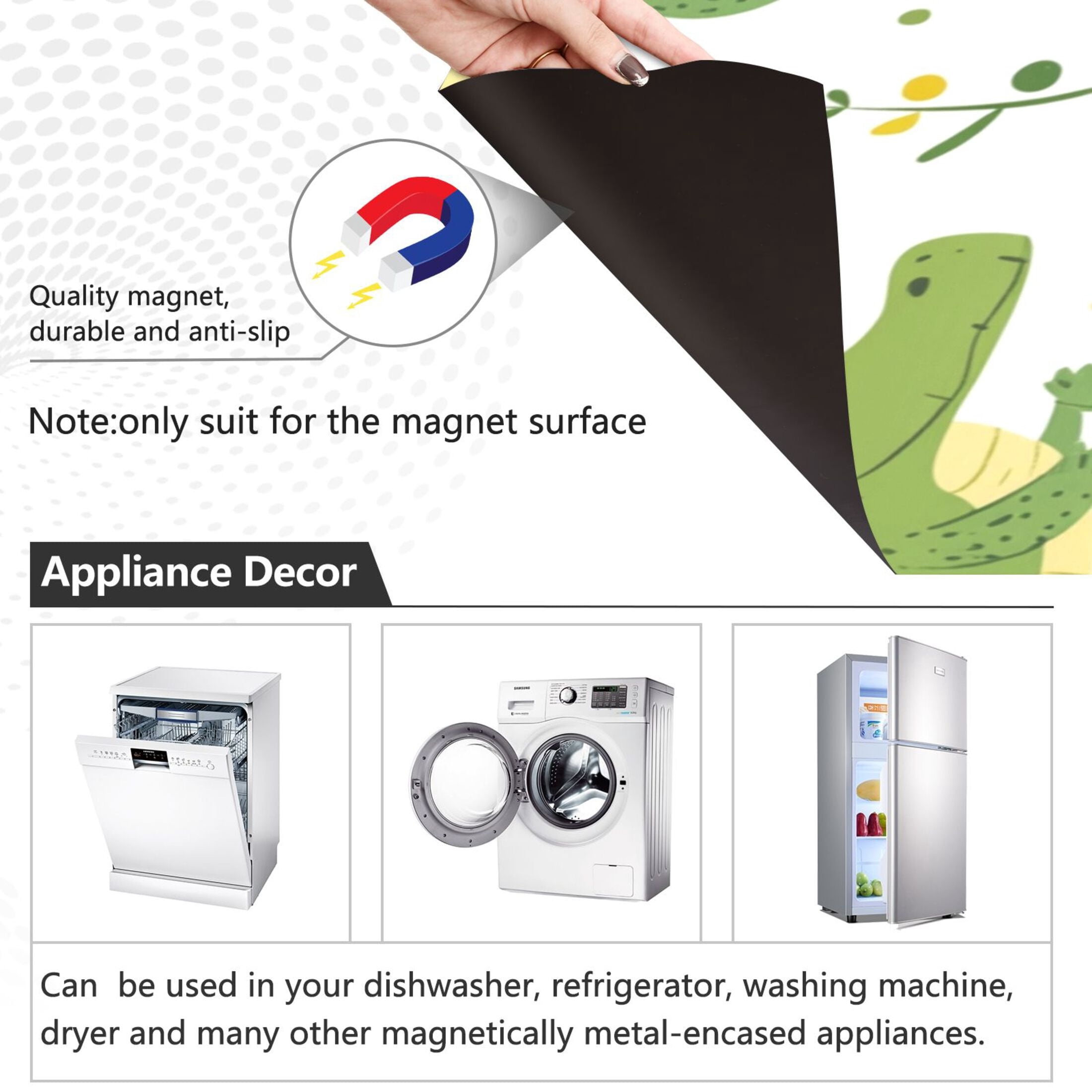 Dishwasher Magnetic Sticker 23x26 Inch Refrigerator Magnetic Sticker Washing Machine Magnetic Sticker Kitchen Panel Magnetic Sticker Home Decor Super Beautiful Crocodile