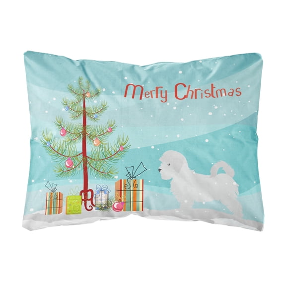 Carolines Treasures BB2954PW1216 Maltese Merry Christmas Tree Canvas Fabric Decorative Pillow, 12H x16W, multicolor