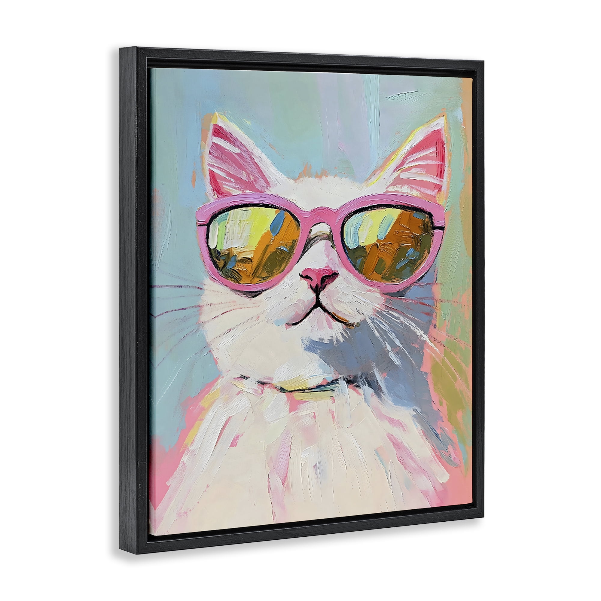Stupell Industries Cool Cat in Sunglasses Black Framed Floater Canvas Wall Art, design by The Prints Vibe