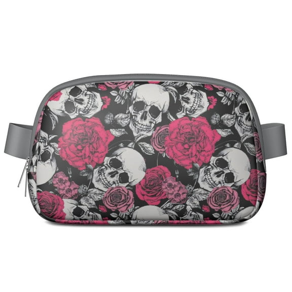 Mystic Skull Belt Bag – Artistic Day of the Dead Waist Pack with Abstract Bone and Snake Design – Waterproof Hands-Free Fanny Pack for Outdoor and Daily Use