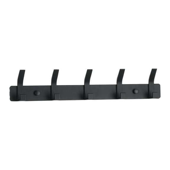 Unique Bargains 1 Pack Coat Rack Wall Mount Coat Hook with 5 Hooks for Bedroom Black