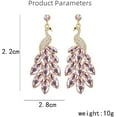 thumbnail image 6 of Vintage Peacock Dangle Earrings for Women 14K Gold Plated Green Crystal Feather Peafowl Statement Drop Dangling Stud Earring Boho Exaggerated Birthday Holiday Jewelry Gifts, 6 of 12