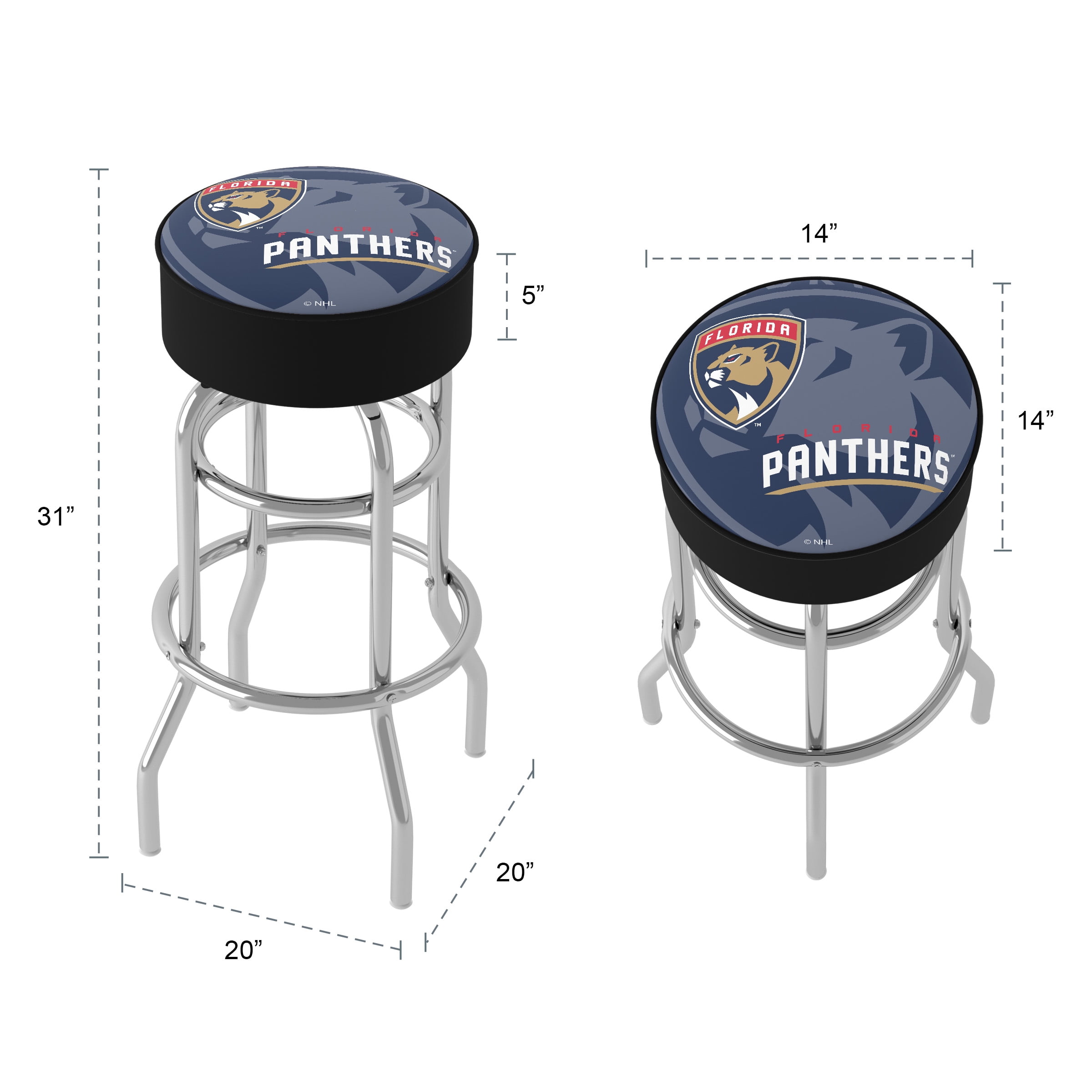 Trademark Gameroom Florida Panthers Watermark Bar Stool with Padded Seat