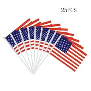 25 Pack Hand Held Mini Flag USA Flag American Flag Stick Flag Round Top National Country Flags,Party Decorations Supplies For Parades,World Cup,Festival Events ,International Festival (5x8Inch)