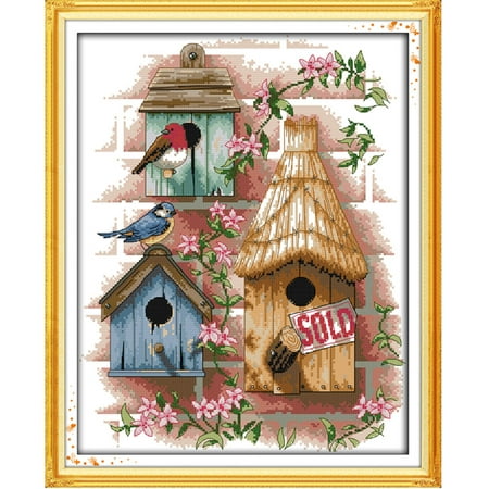 DIY Handmade Needlework Counted Cross Stitch Set Embroidery Kit 14CT Log Cabin Pattern Cross-Stitching 37 * 44cm Home (Best Log Cabin Home Kits)