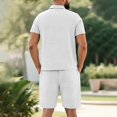 thumbnail image 4 of hotojiny Men's 2 Pieces Outfits Shirt and Shorts Set Breathable Solid Color Collared Golf Top Lightweight Matching Sweatsuit(White,X-Large), 4 of 7