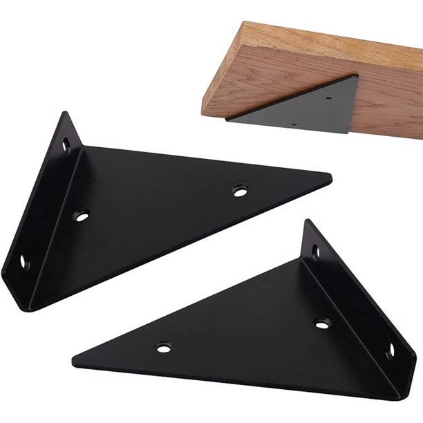 Piezas de Soportes de Estante Flotante, Soportes de Metal, Soporte de Estante Ampliable Soporte de Ángulo Estante Colgante de Vidrio/Madera Montado en la Pared, 140 * 130 mm, Negro JFHHH pequeña