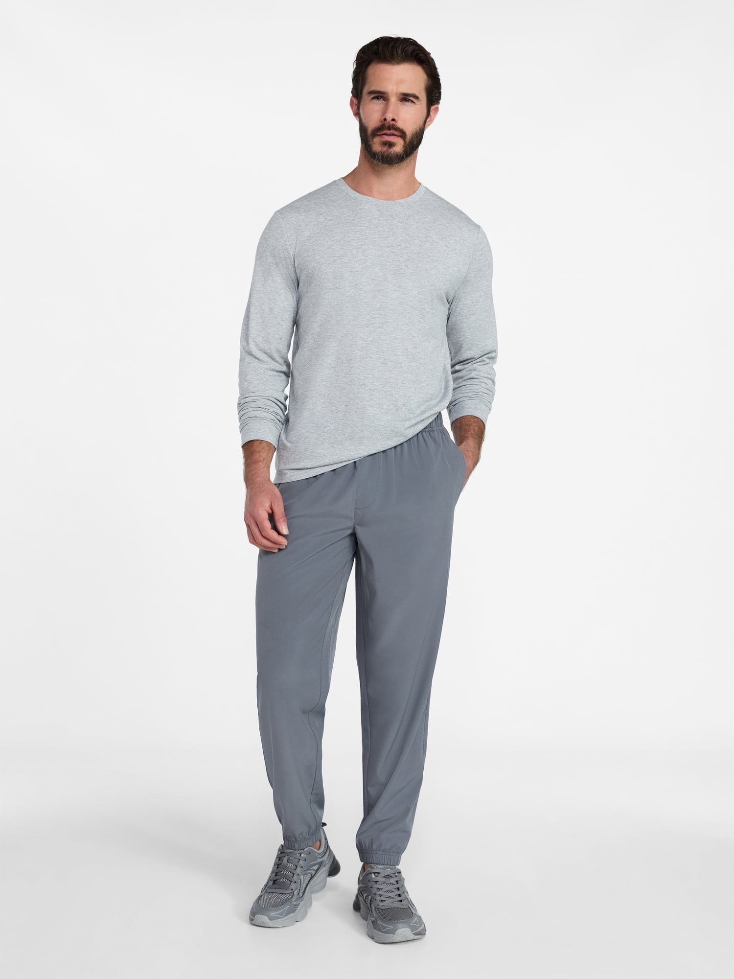 Athletic Works Men's and Big & Tall Men's Tri-Blend Tee with Long Sleeves, Sizes XS-4XLT