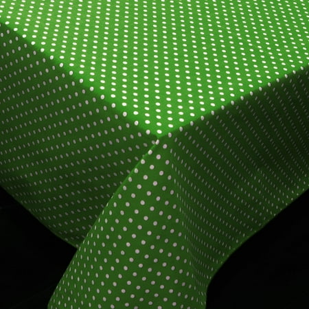 

Cotton Tablecloth Polka Dots Print / Mini White Dots on Green