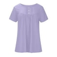 thumbnail image 6 of RQYYD Womens Tops Summer Henley Shirts Trendy Short Sleeve Button Up Tunic Tops Cute Long Flowy Pleated Tshirt Floral Pattern Print Casual Dressy Blouses to Wear with Leggings, 6 of 6