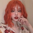 thumbnail image 2 of Peluca de flequillo de aire naranja, peluca de cabello corto y rizado para mujer, peluca de fibra química para maquillaje, tocado, 2 of 3