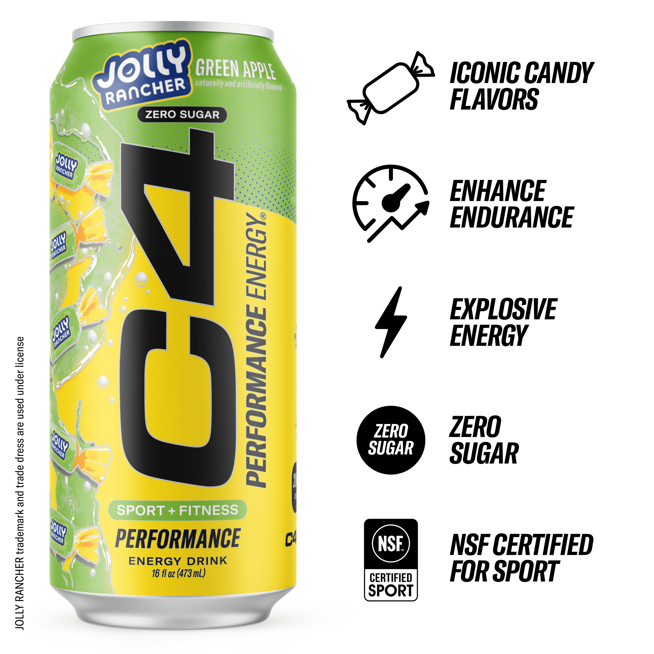 C4 Performance Energy Drink, Jolly Rancher Green Apple, 16 fl oz