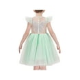 thumbnail image 1 of Robe Fille Verte Dentelle Sequins Papillon Perle Tutu Tulle Manches Volantes 4 Ans, 1 of 1