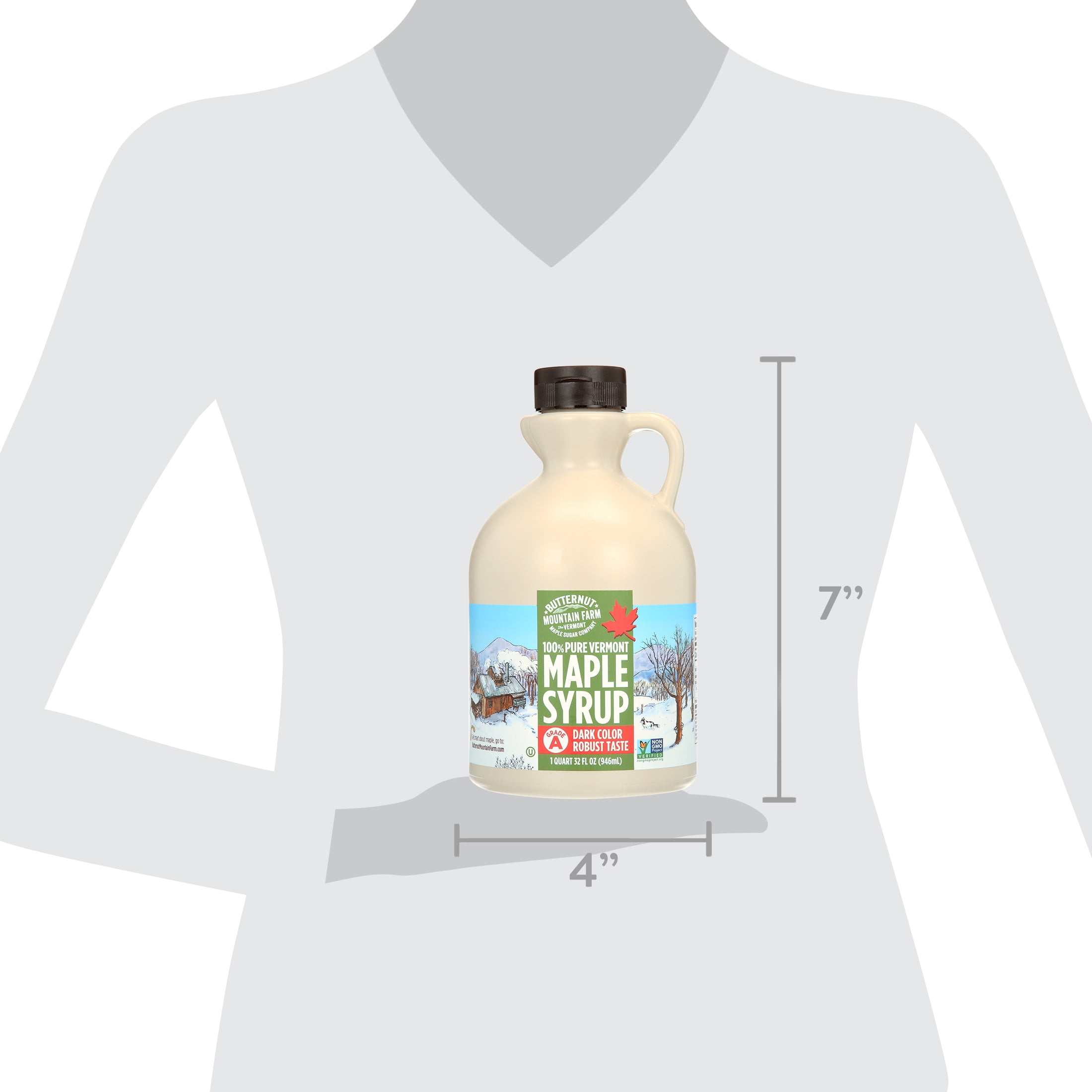 Butternut Mountain Farm Vermont Maple Syrup, Dark Color & Robust Taste, 100% Pure, 32 fl oz, Allergen-Free