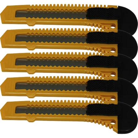 5 Safety Box Cutter Utility Knife Tool Retractable Snap Off Razor Blade Yellow