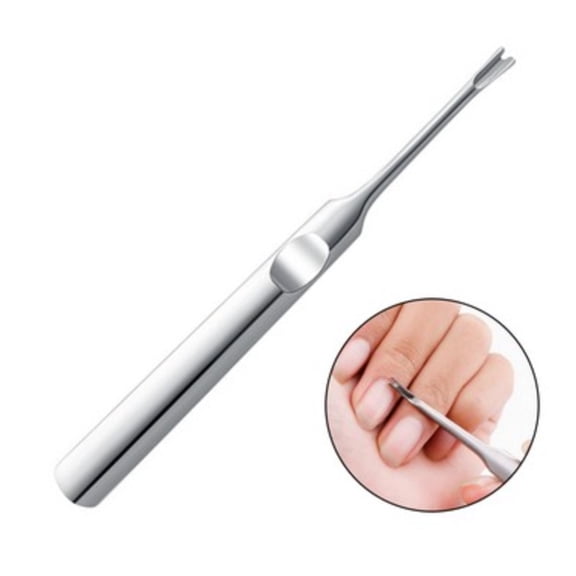 1Pc Stainless Steel Cuticle Pusher,Dead Skin Hangnails Nails Remover,Finger Cuticle Fork Pusher,Professional Nails Clean Trimmer,Sharp V-Shaped Nipper,Nail Art Manicure Tool for Unisex Adult (Silver)