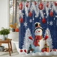 thumbnail image 3 of Shower Curtain 36"W x 72"L Snowman Silver Christmas Tree Christmas Balls Snowflake Navy Blue Fabric Shower Curtains Set with Hooks Waterproof Bathroom Curtains Machine Washable Bathroom Accessories, 3 of 9