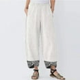 thumbnail image 2 of VEKDONE Pantalon Long en Lin pour Femme Blanc TG, 2 of 3