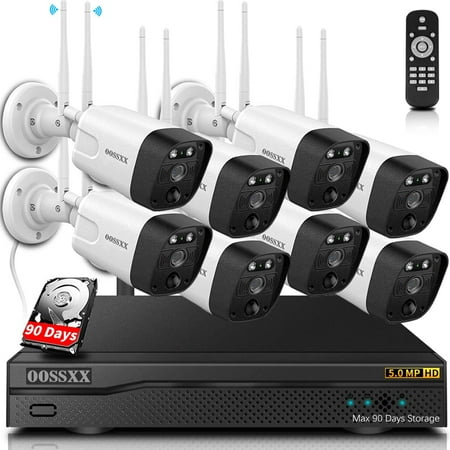 Image of {130° Ultra Wide-Angle & Two-Way audio} 8pcs PIR Cameras 3K 5.0mp Wireless Camera System Home Surveillance NVR Kits with 6TB Hard Drive