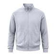 thumbnail image 6 of Men’s Waffle Knit Full Zip Track Jacket, Stand Collar Long Sleeve Casual Athletic Warm Outerwear Coat Size 3XL Gray, 6 of 6