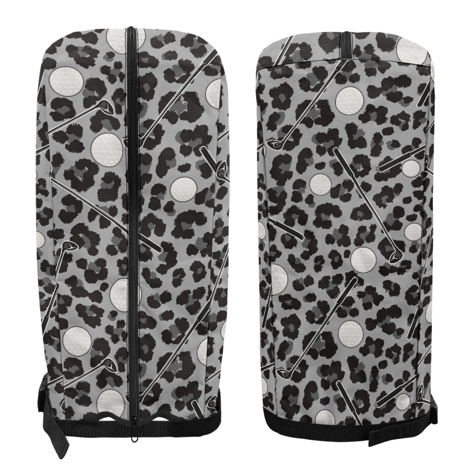 Yuyamidu Golf Ball Golf Bag Cover Gray Leopard Print Hood Golf Bag Dust Cover for Clubs Protection with Snap Button and Zipper