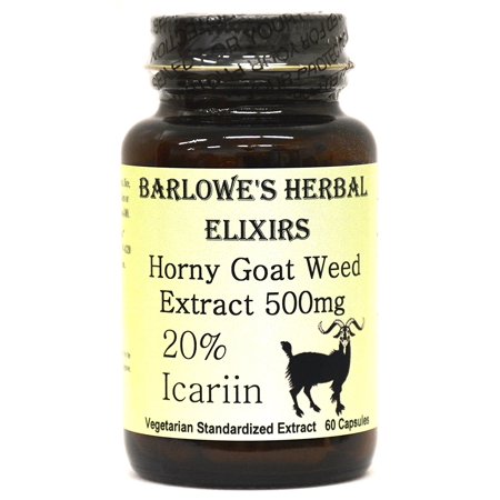 Horny Goat Weed Extract - 20% Icariin - 60 500mg Vegicaps - Stearate Free, Bottled in Glass! FREE SHIPPING on orders over $49!