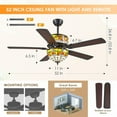 thumbnail image 4 of PHORUS Tiffany Style Ceiling Fan with Lights and Remote, 52 Inch Ceiling Fan Chandelier with Reversible Motor, Vintage Stained Glass Shade, 6-Speed Indoor Outdoor Ceiling Fan Light Fixture, 4 of 9