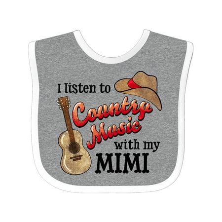 

Inktastic I Listen to Country Music with My Mimi Guitar and Hat Gift Baby Boy or Baby Girl Bib