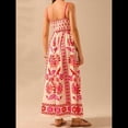 thumbnail image 4 of Vestido Maxi Floral de Verano 2025 para Mujer, Sin Mangas, con Tirantes Finos, Estampado, Fruncido, Estilo Bohemio, para Playa Rojo M, 4 of 7