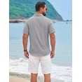 thumbnail image 6 of COOFANDY Men's Short Sleeve Casual Button Down Shirts Summer Beach Wedding Textured Linen Shirt for Men, 6 of 7