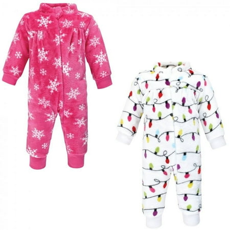 UPC: 0660168157512 | Hudson Baby Infant Girl Plush Jumpsuits Pink Christmas Lights 18-24 Months