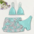 thumbnail image 5 of felwors Teen Girls Bikini Swimsuits 3 Pieces Floral Spaghetti Strap Tops Triangle BotToms Bikini Sets with Solid Bikini Tops (9-10 Years, Mint Green), 5 of 6