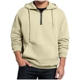thumbnail image 4 of DODADAWANJ Solid Color Hoodies for Men Quarter Zip Drawstring Hoodie Big and Tall Hooded Sweatshirt for Camping Vacation Workout XXL, 4 of 8