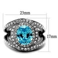 thumbnail image 2 of High polished (no plating) Stainless Steel Ring with Synthetic Synthetic Glass in Sea Blue for Women Sea Blue Stone Color Style TK2900 Size 5, 2 of 4
