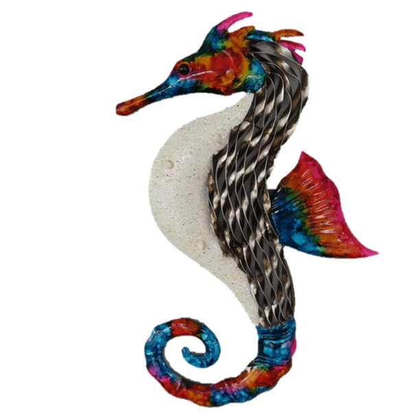 Beach Decor Seahorse, Coastal Decor, Large MultiColored Metal Wall