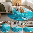 thumbnail image 6 of Welcome to Summer Round Living Room Rugs 7 ft, Blue Shark Ocean Animal Watercolor Washable Area Rug with Non-Slip Sturdy Edge Binding Round Carpet for Kitchen Office Bedroom, 6 of 9