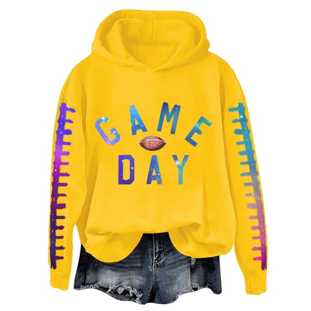 WZXFASHION Chandail en Molleton de Football pour Femmes Imprimé Graphique Dimanche Décontracté Manches Longues Col Rond Chandail Automne 2025 Soldes Aujourd'hui Liquidation Mode Urbaine Chandail