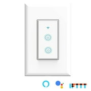 Smart Wi-Fi Double Light Switch, 2 individual Single Pole Switch, 2 in 1 Wireless Smartphone Remote Control Wall Light & Fan Switch, Compatible with Alexa Google Assistant & IFTTT Remote Control