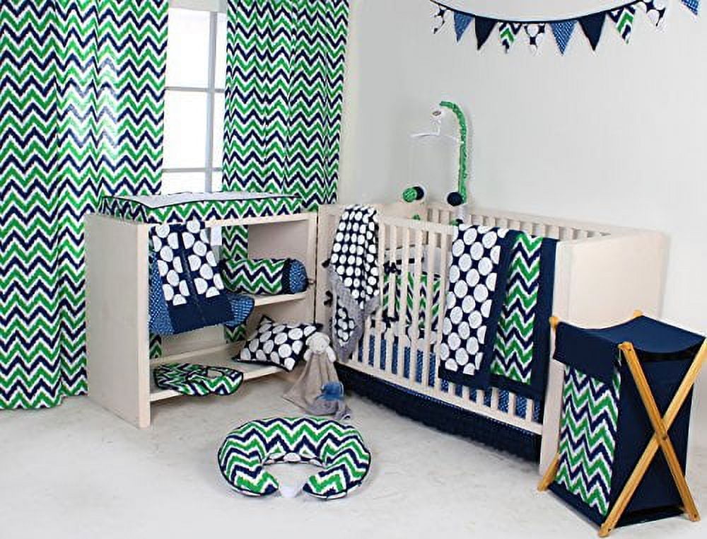 Bacati - Mix N Match Ikat Chevron/Dots Navy/Red Musical Baby Crib Mobile