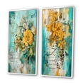 thumbnail image 3 of Designart "Vintage Art Yellow Rose in Blossom" Rose Framed Wall Art Set Of 2 - Traditional Blue Framed Wall Art Set Of 2, 3 of 6