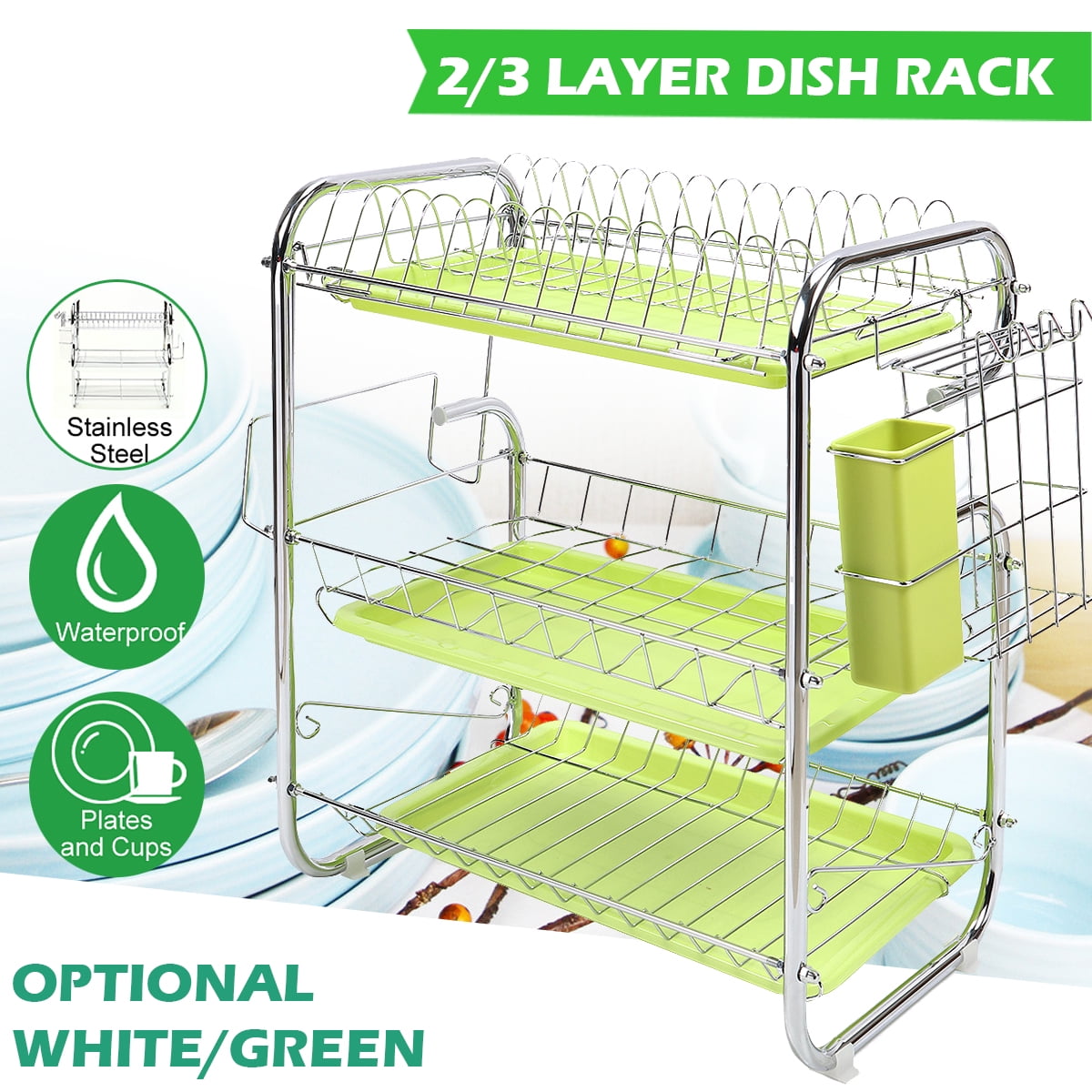 Kitchen Dish Cup Drying Rack Drainer Dryer Tray Cutlery Holder Organizer Storage
