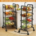 thumbnail image 3 of Water Bottle Organizer with Wheels 4-Tier Fruit Rack Snack Cart Cart Metal Wire Storage Cart Rolling Pantry Utility Kitchen Cart, Black, 3 of 15