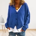 thumbnail image 4 of Women Sweater Coat V-Neck Long Sleeve Single Breasted Knitting Sweater Solid Color Loose Fit Sweater Cardigan, 4 of 8