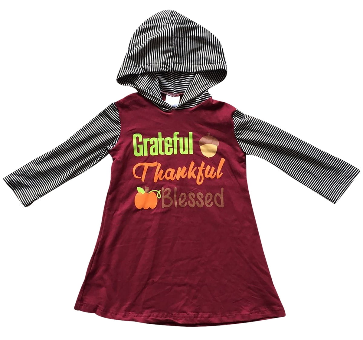 Little Girls Long Sleeve Grateful Thankful Blessed Hoodie Flower Girl Dress Red 4 M P1923p Walmart Com