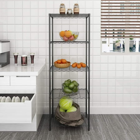 

HOMEFORT 5-Tier Wire Shelving Unit 5 Shelves Metal Storage Rack for Kitchen Laundry Black and Gray