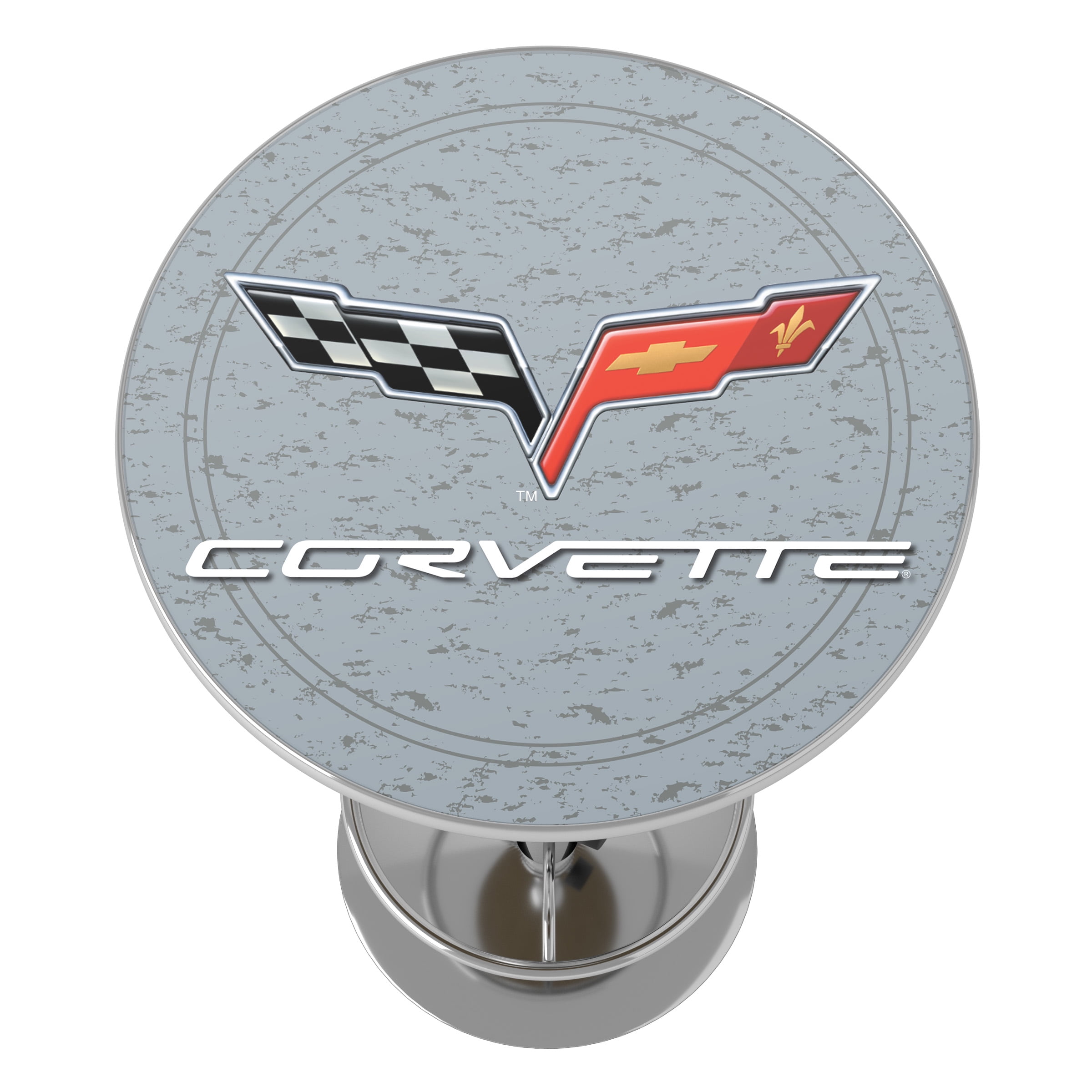 Corvette C6 Silver Bar Table with Adjustable Footrest and Acrylic Top