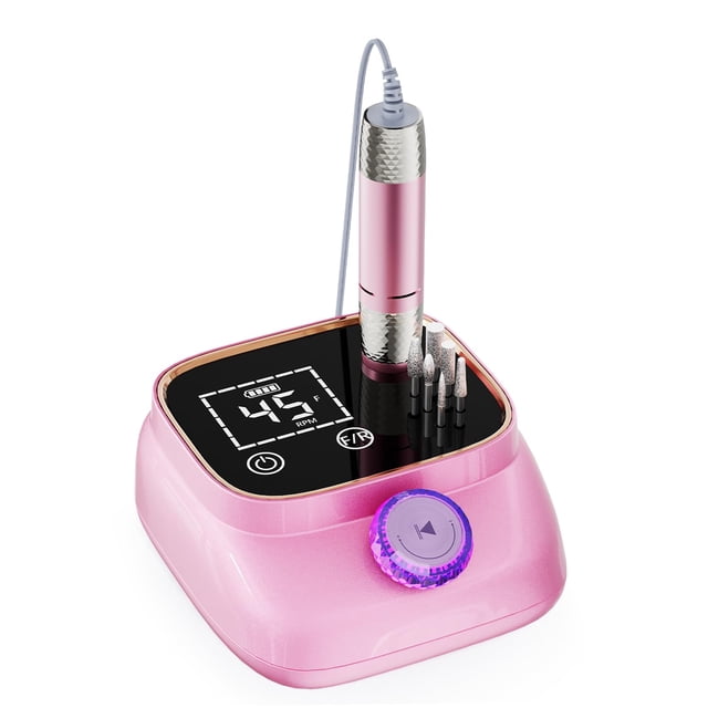 Torno eléctrico para uñas ANBEISTEE recargable rosa de 45000 RPM