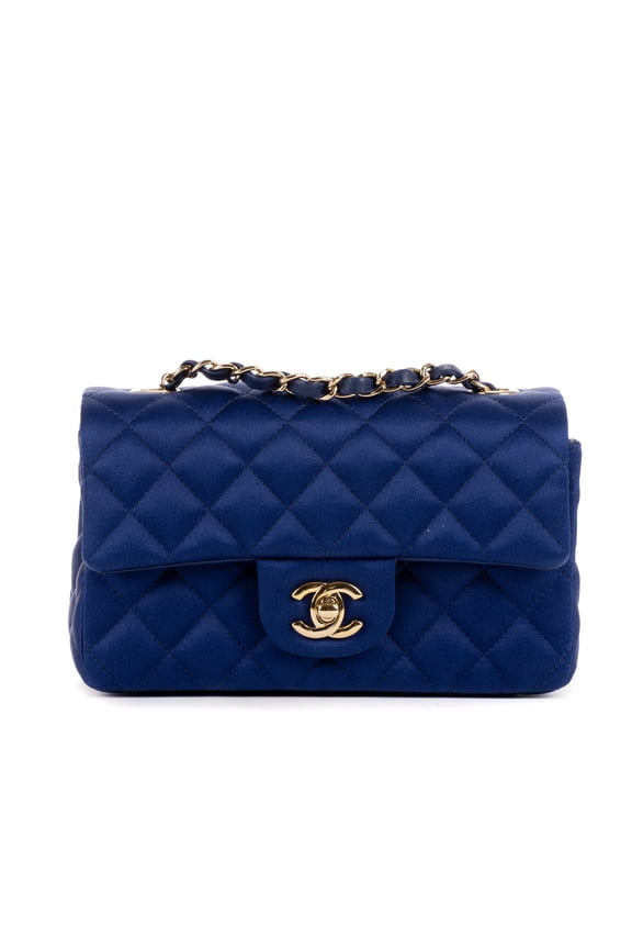 Pre-Owned Chanel Blue Classic Flap Satin Shoulder Bag Satin