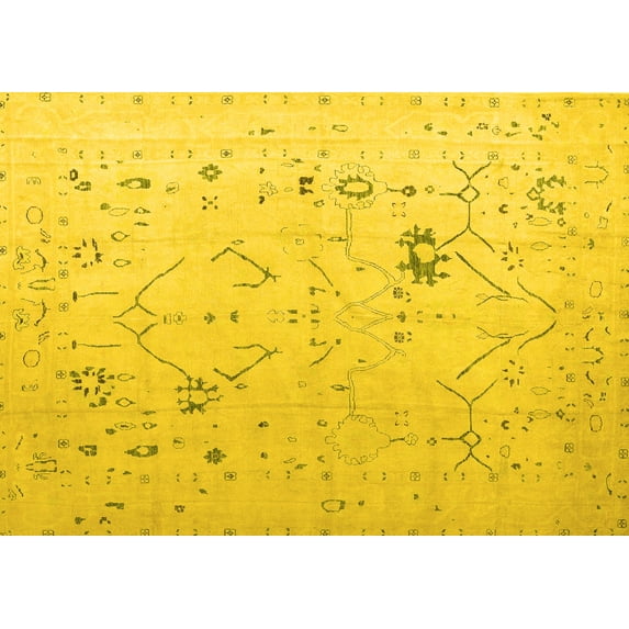 Ahgly Company Indoor Rectangle Oriental Yellow Traditional Area Rugs, 7' x 9'